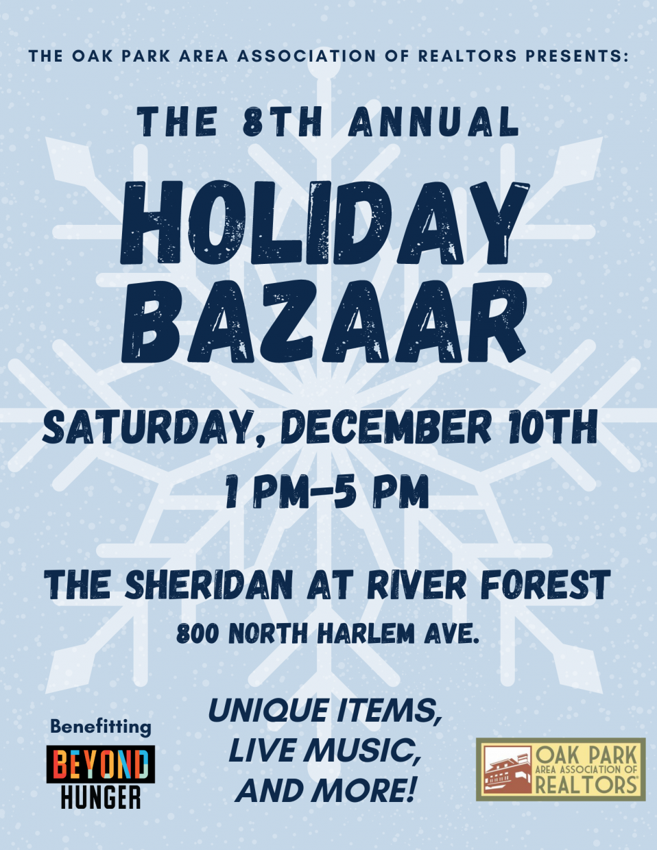 shop at the holiday bazaar to benefit Beyond Hunger