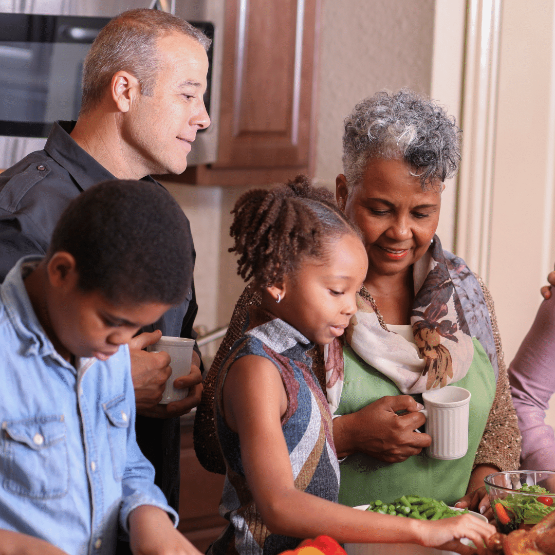 family in kitchen