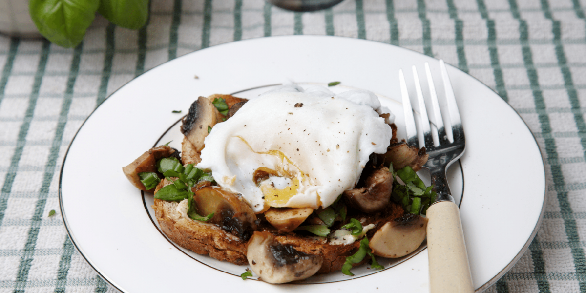 mushroom toast with poached egg