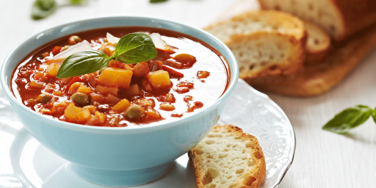 Hearty minestrone soup with fresh bread