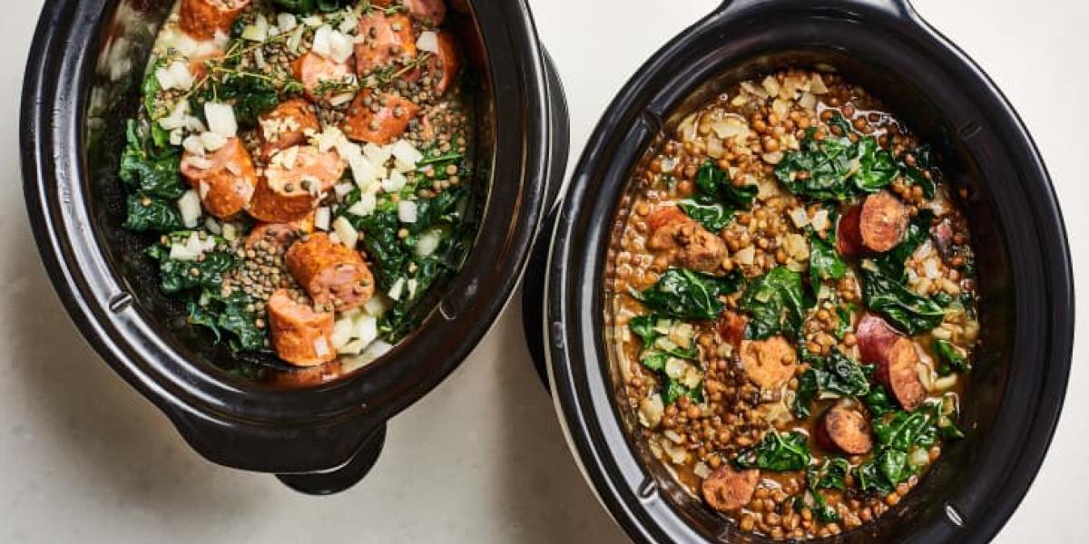 Slow Cooker Sausage and Lentil Stew