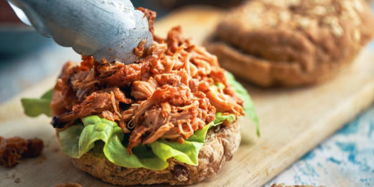 pulled chicken sandwich on whole wheat buns