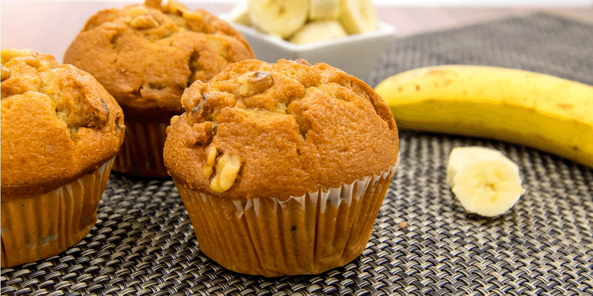 Banana Muffin with Walnuts and made with flax seed