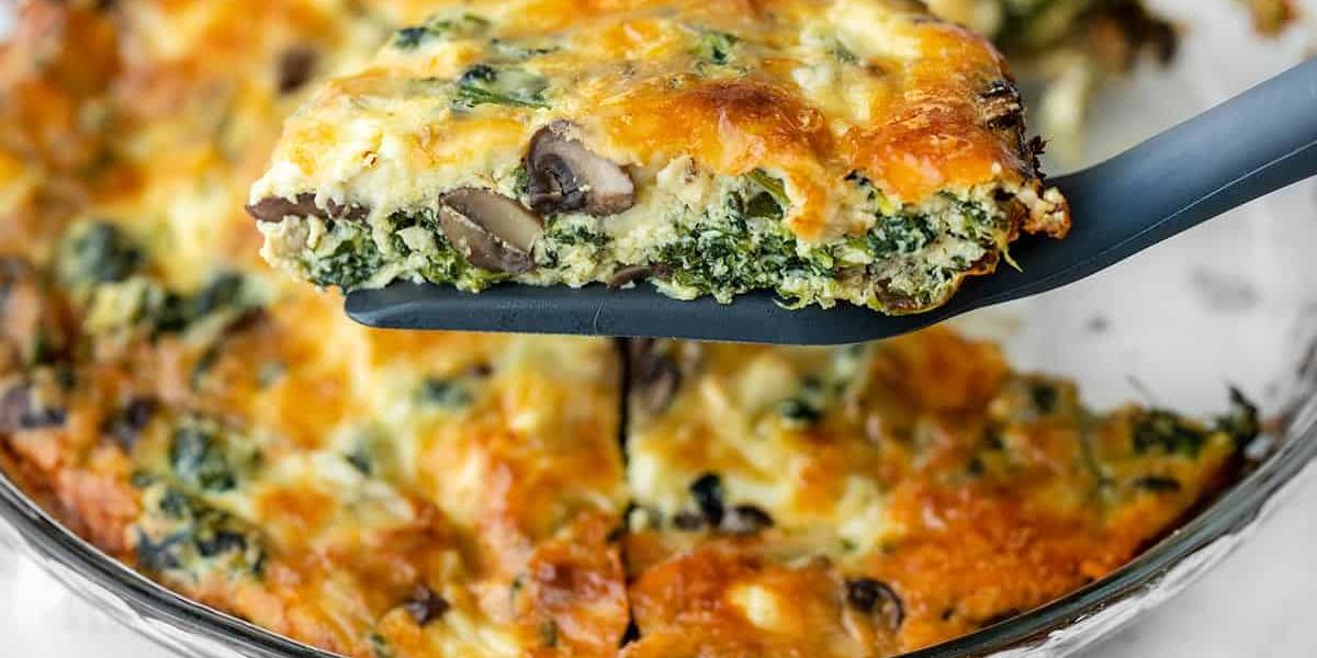 Spinach and Mushroom Crustless Quiche