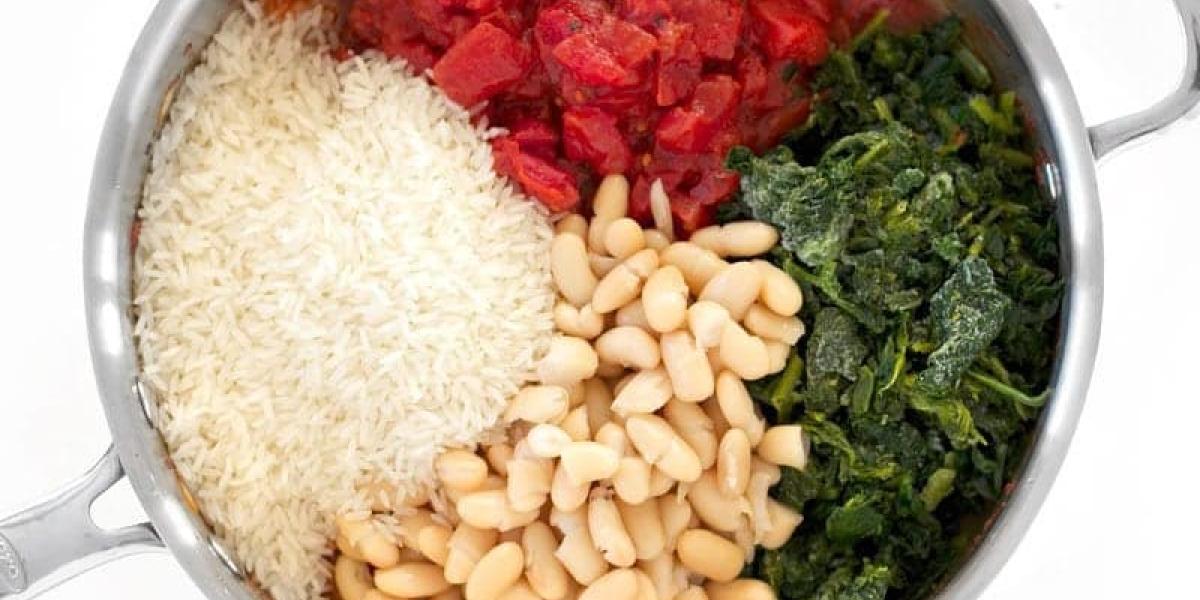 rice, cannellini beans, spinach, tomatoes