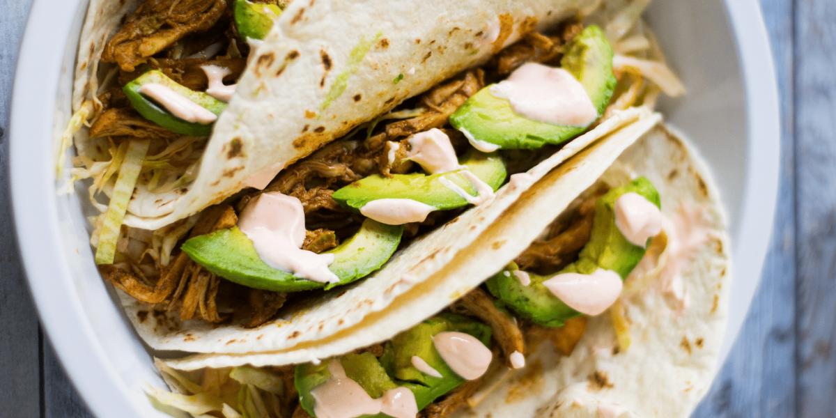 Turkey tacos with avocados