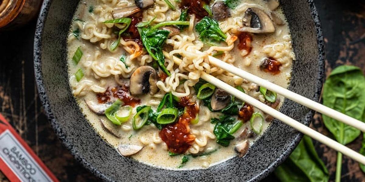 Vegan creamy mushroom ramen