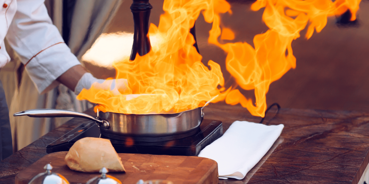 flaming pan