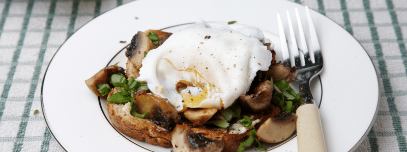 mushroom toast with poached egg