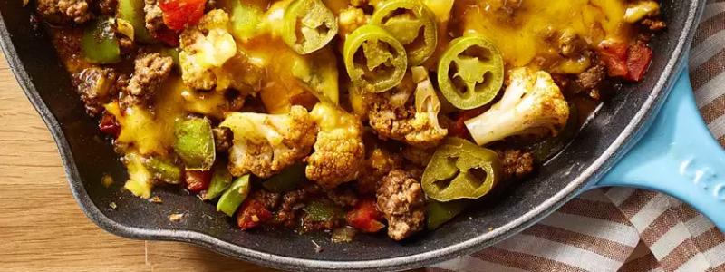 Cheesy ground beef cauliflower casserole