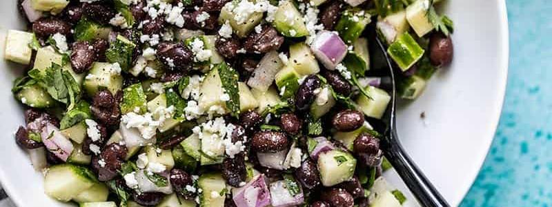 cucumber black beans feta cilantro onion