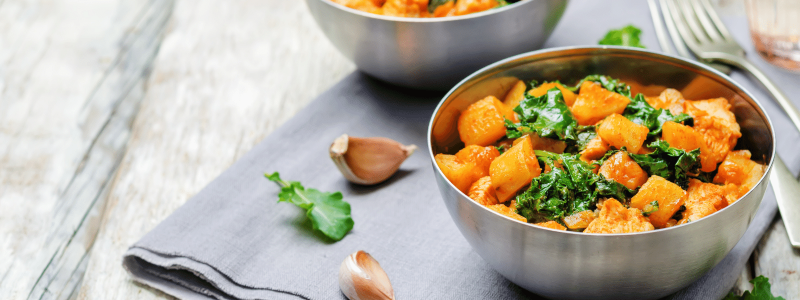 sweet potatoes and Kale