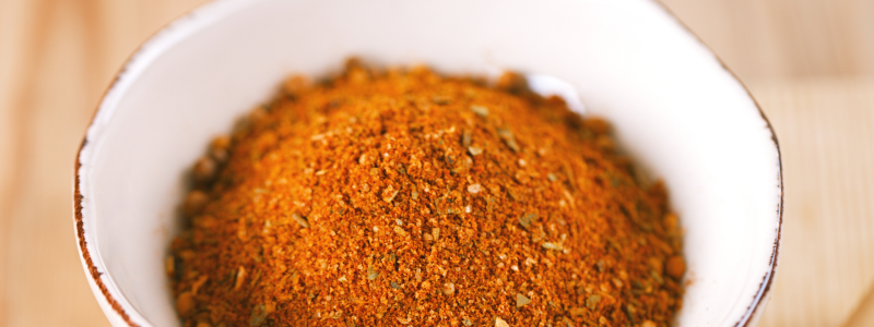 Homemade Taco Seasoning Recipe Photo. Image of mixed spices in a white bowl.