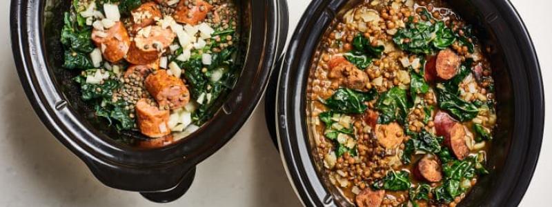 Slow Cooker Sausage and Lentil Stew