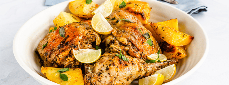 lemon roasted chicken thighs with potatoes
