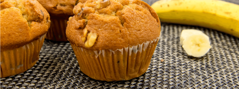 Banana Muffin with Walnuts and made with flax seed 