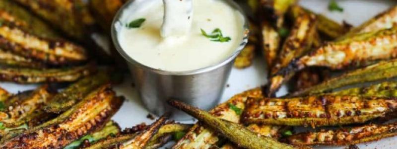 Crunchy Cajun Okra with Lemon Garlic Mayo
