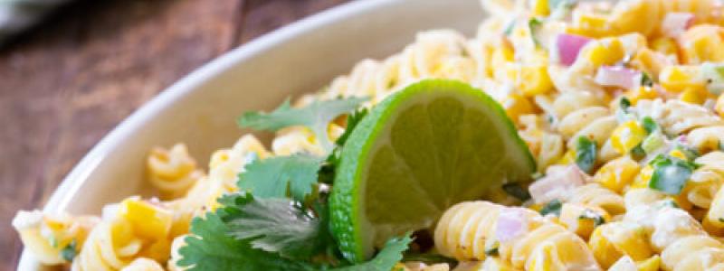 roasted corn pasta cotija cheese onion lime