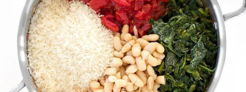 rice, cannellini beans, spinach, tomatoes