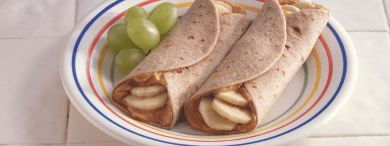 banana peanut butter tortilla pocket