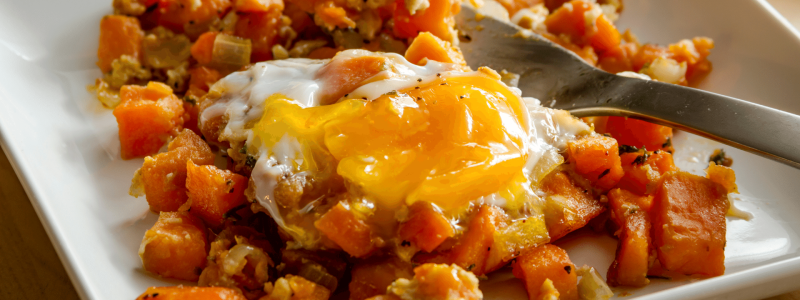 Sweet Potato Hash with an egg