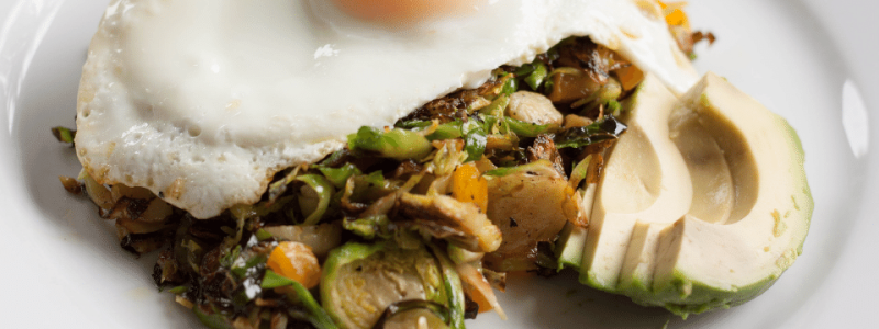 brussels sprouts with a poached egg