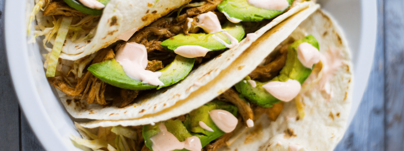 Turkey tacos with avocados
