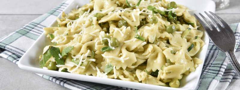 split pea and basil pasta salad