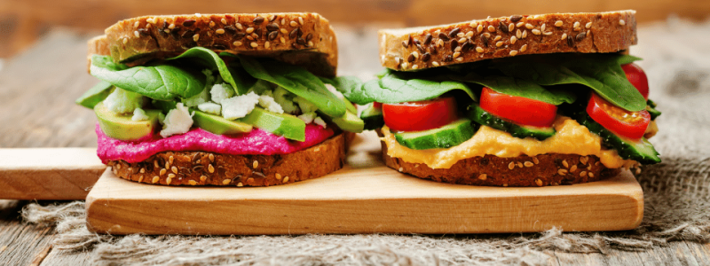 hummus and veggie sandwiches