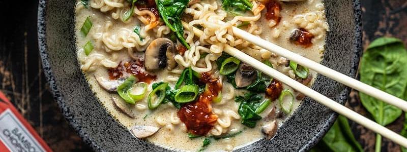 Vegan creamy mushroom ramen
