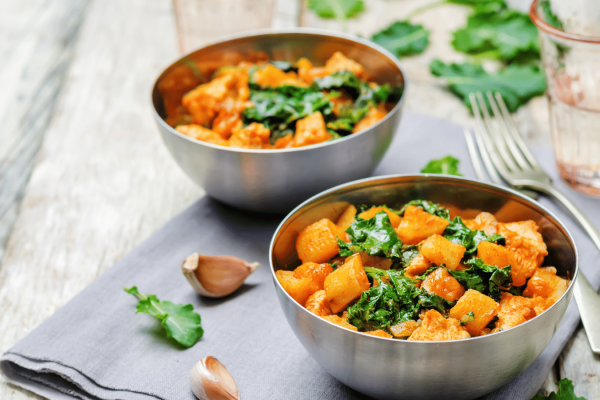 sweet potatoes and Kale