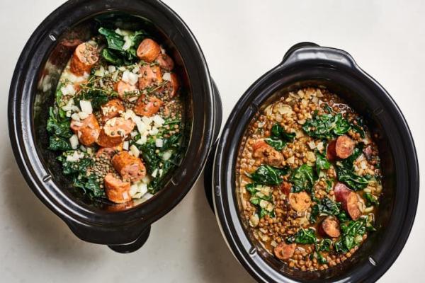 Slow Cooker Sausage and Lentil Stew