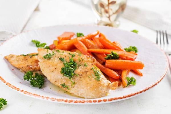 roasted maple chicken and carrots