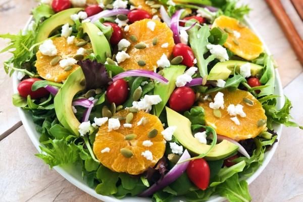 Mixed Green Salad with Orange-Maple Syrup Vinaigrette