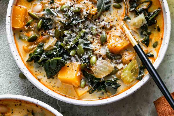 butternut squash onion kale garlic celery
