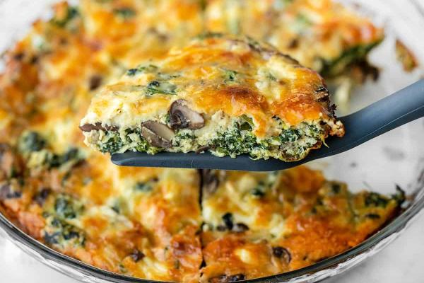 Spinach and Mushroom Crustless Quiche