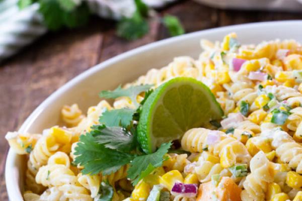 roasted corn pasta cotija cheese onion lime