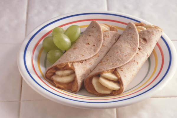 banana peanut butter tortilla pocket