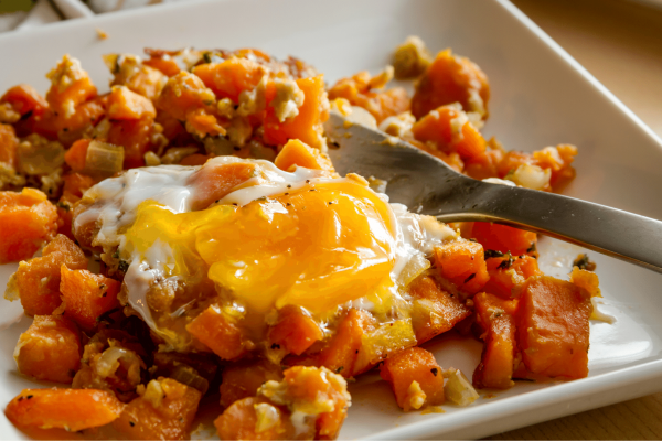 Sweet Potato Hash with an egg