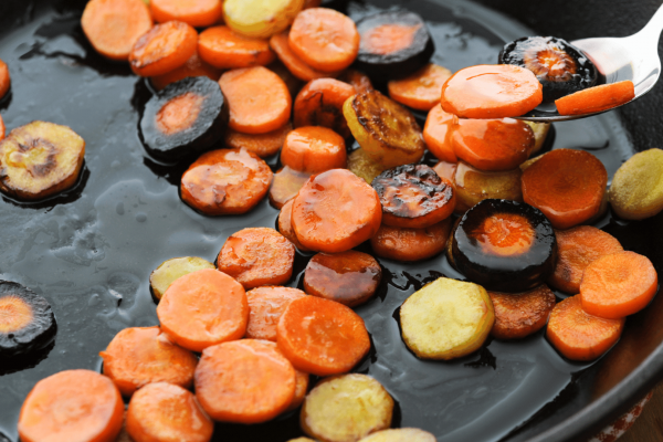 Butter glazed rainbow carrots