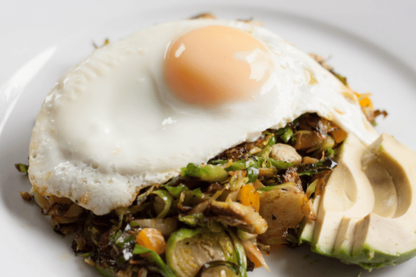 brussels sprouts with a poached egg