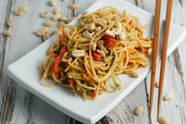 peanut noodles with veggies