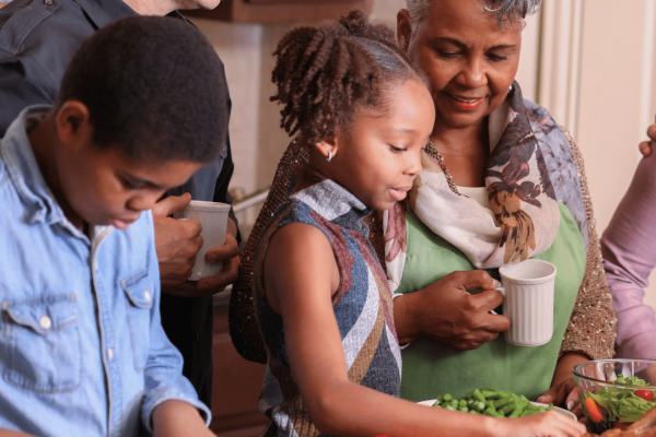 family in kitchen